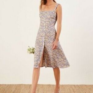 Reformation Persimmon Floral Sleeveless Dress